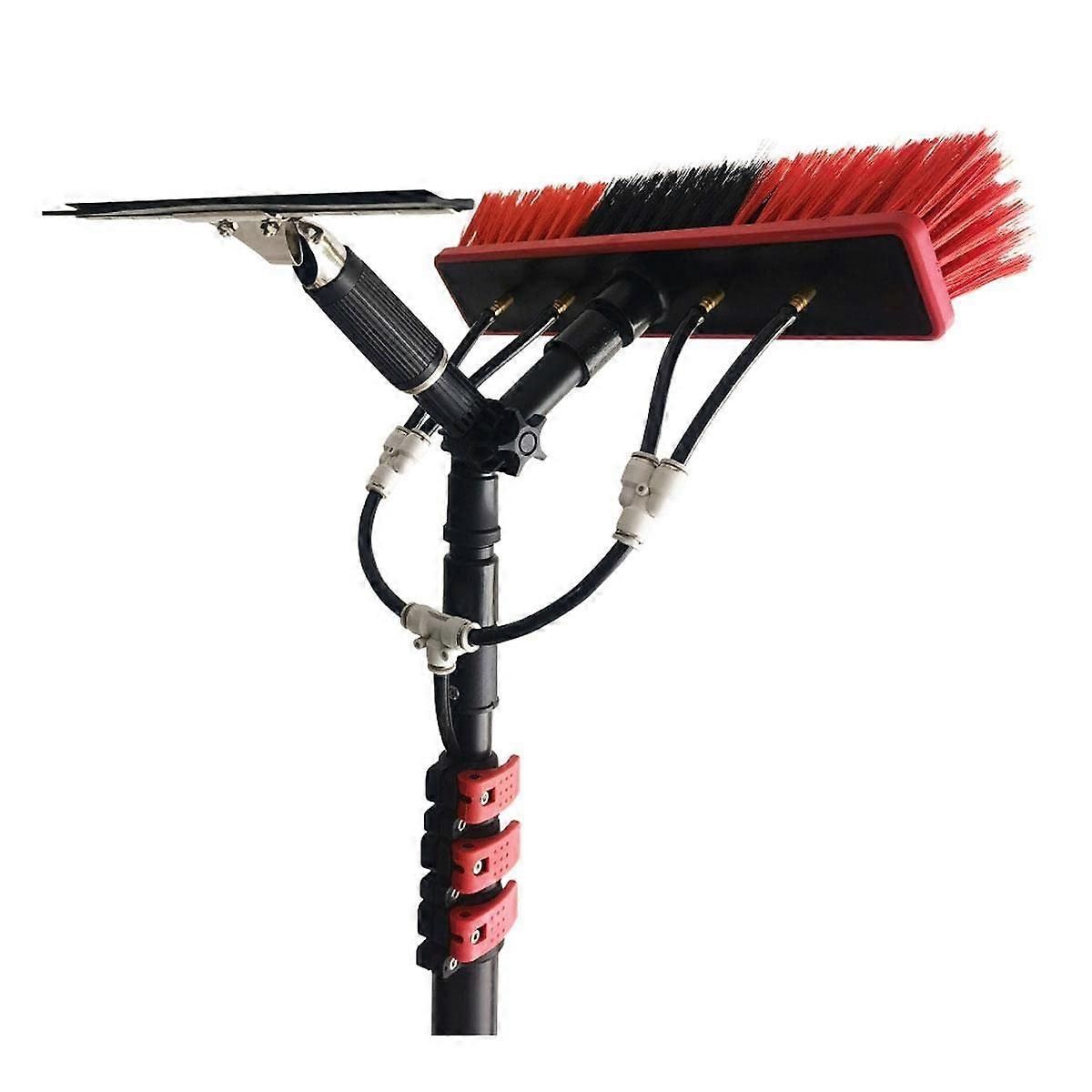 Solar Panel Cleaning Kit with 24ft Water Fed Telescopic Pole, Adjustable Brush and Squeegee
