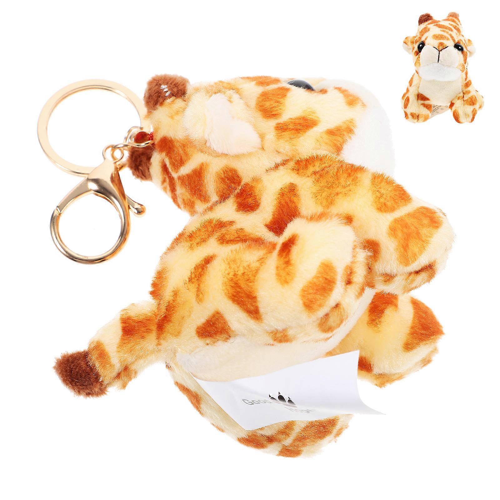 Cute Giraffe Keychain Plush Key Ring Everyday Use Multi Material Function 1Set