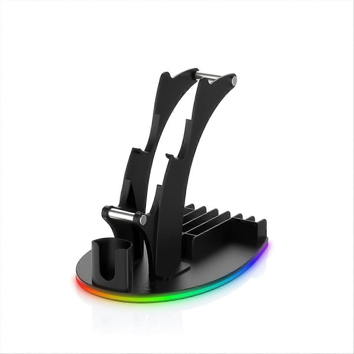For PS5 Desktop Storage Stand Controller Stand with RGB Lights Black
