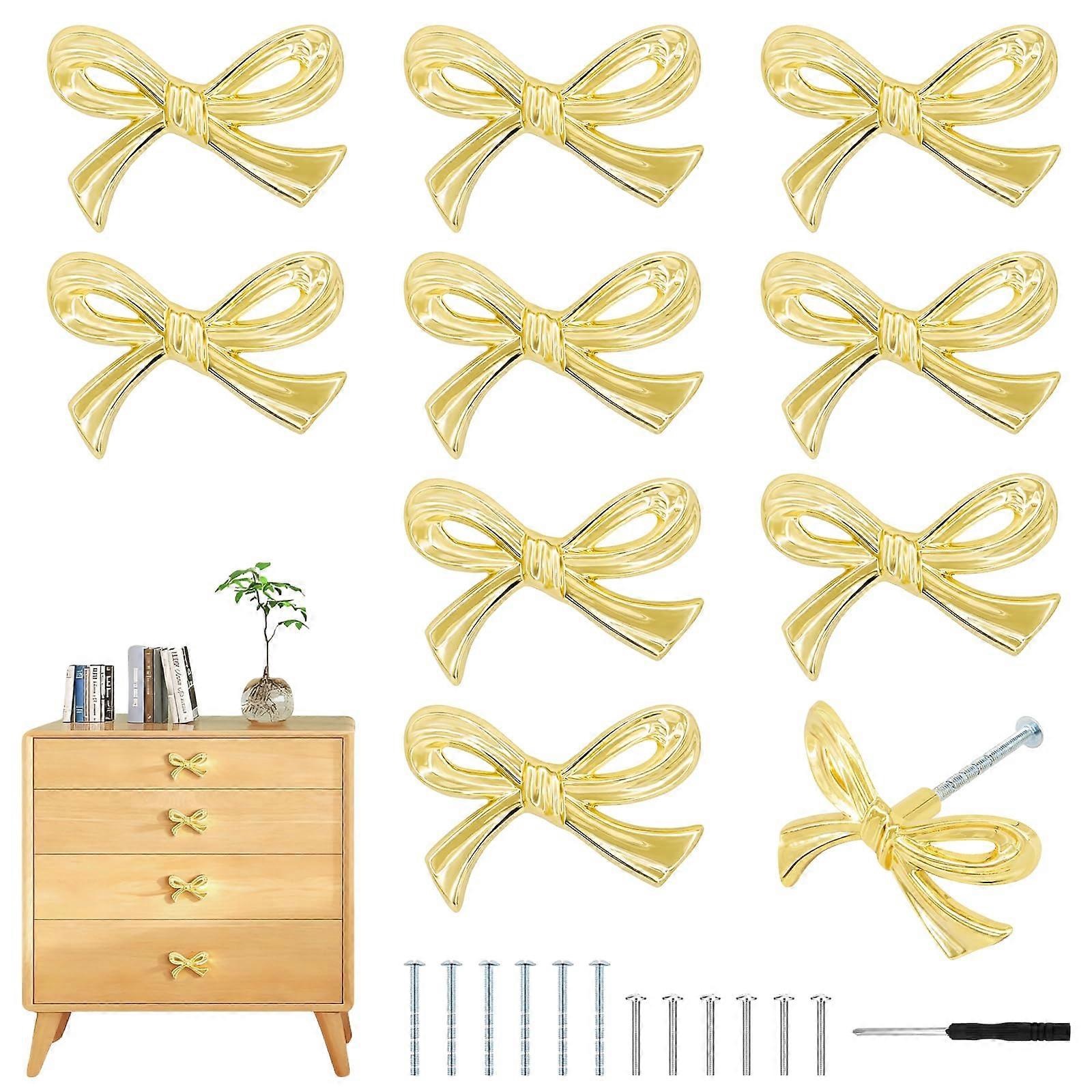 Gold Cabinet Knobs Vintage Bow Shape Dresser Pulls, Elegant Gold Finish for Kitchen Wardrobe