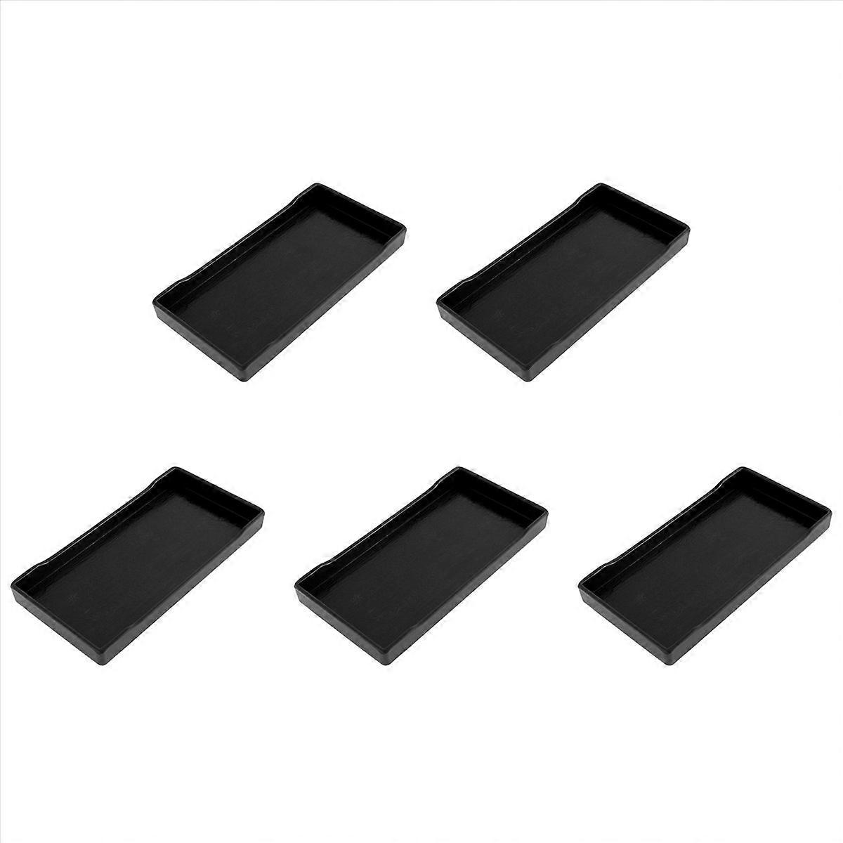 5X Plastic Rectangular Design Lunch Food Tray Salver Black