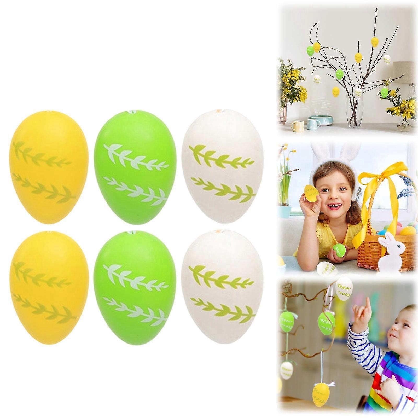 6Pcs Plastic Mini Easter Egg Ornaments for Easter Tree, Office & Classroom Decor – Compatible with Mini Easter Trees