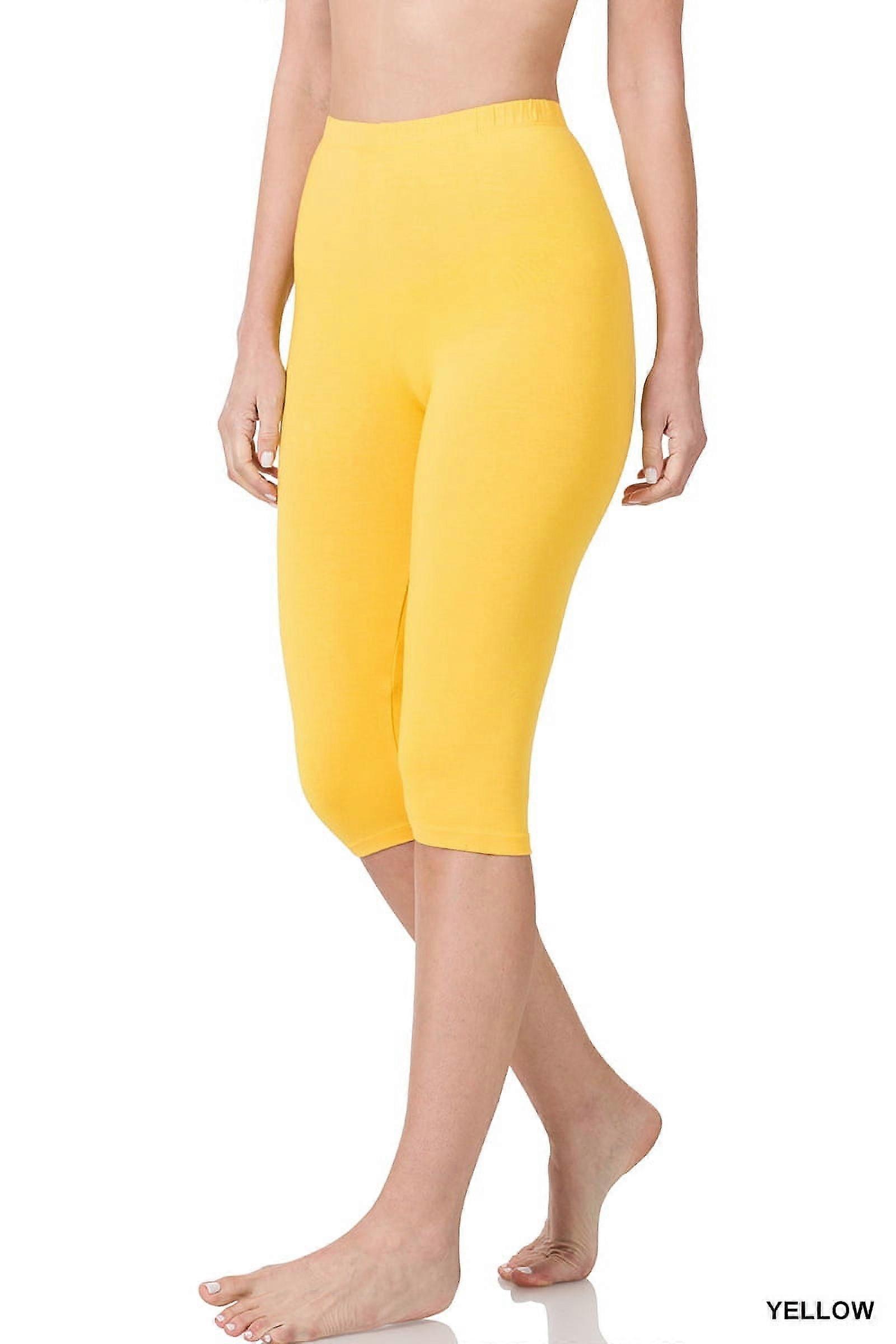 Plus Size Essential Basic Cotton Spandex Stretch Below Knee 15" Length Leggings