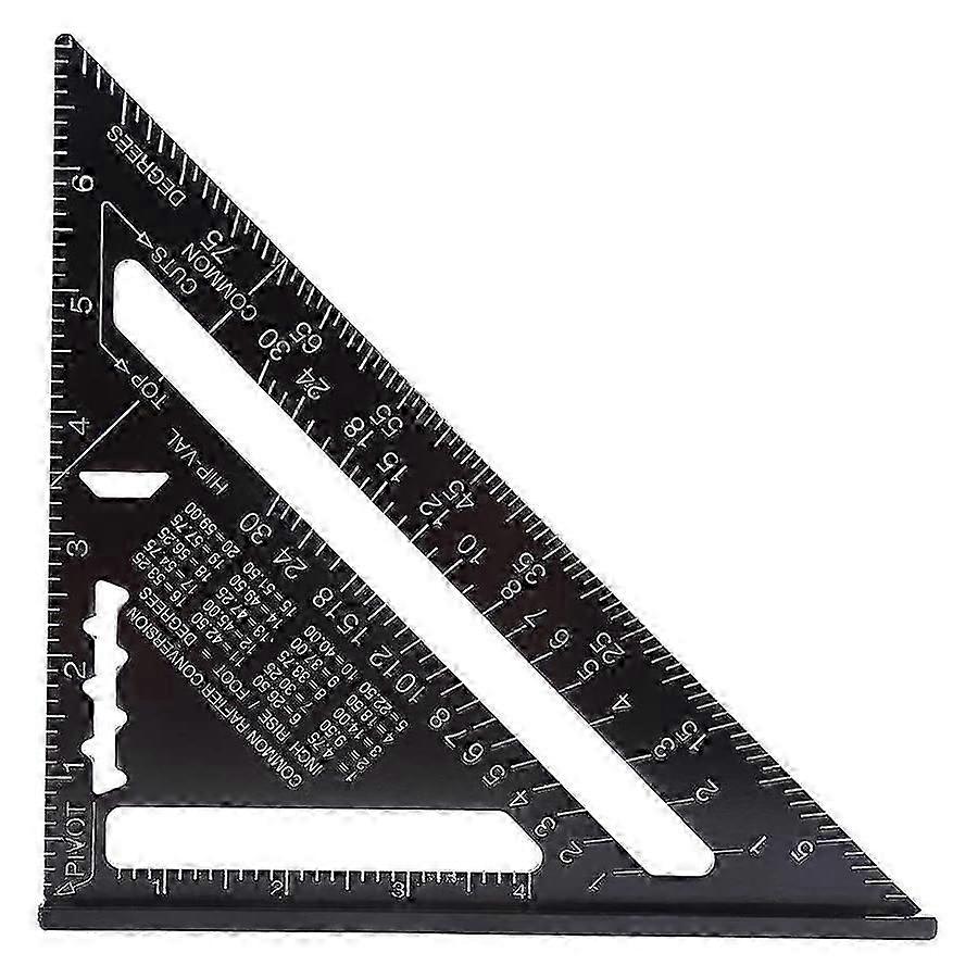 Régua triangular métrica/imperial em alumínio com acabamento oxidado.