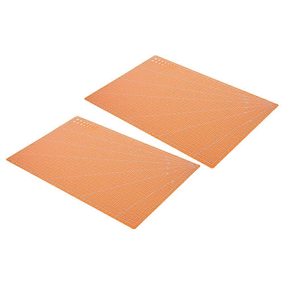 Double Sided Cutting Mat for Sewing with Precision Cutting Function 2Pcs Orange PP