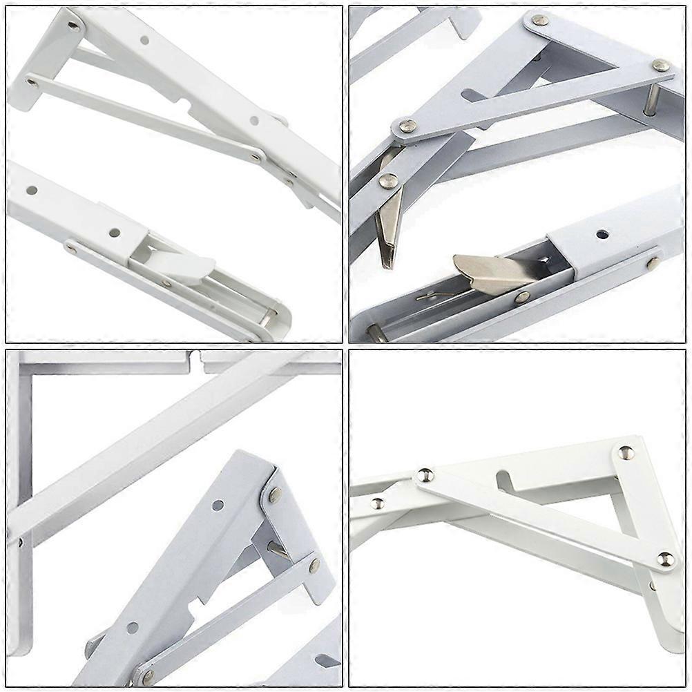 White Desktop Folding Bracket 2Pcs Steel Shelf Bracket for Table