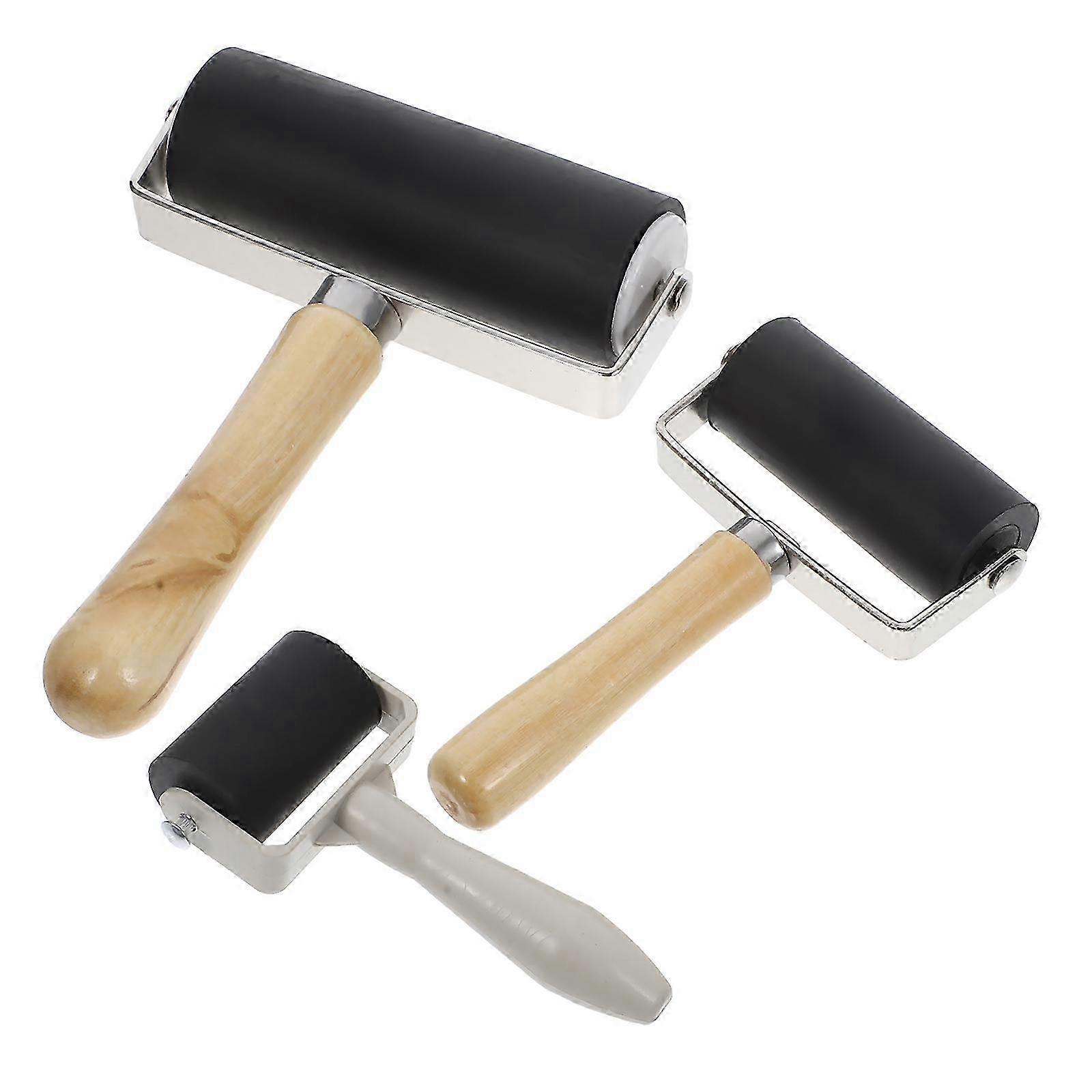 Oil Ink Roller Rubber Rollers for Printmaking Stamping 3Pcs Tool Set