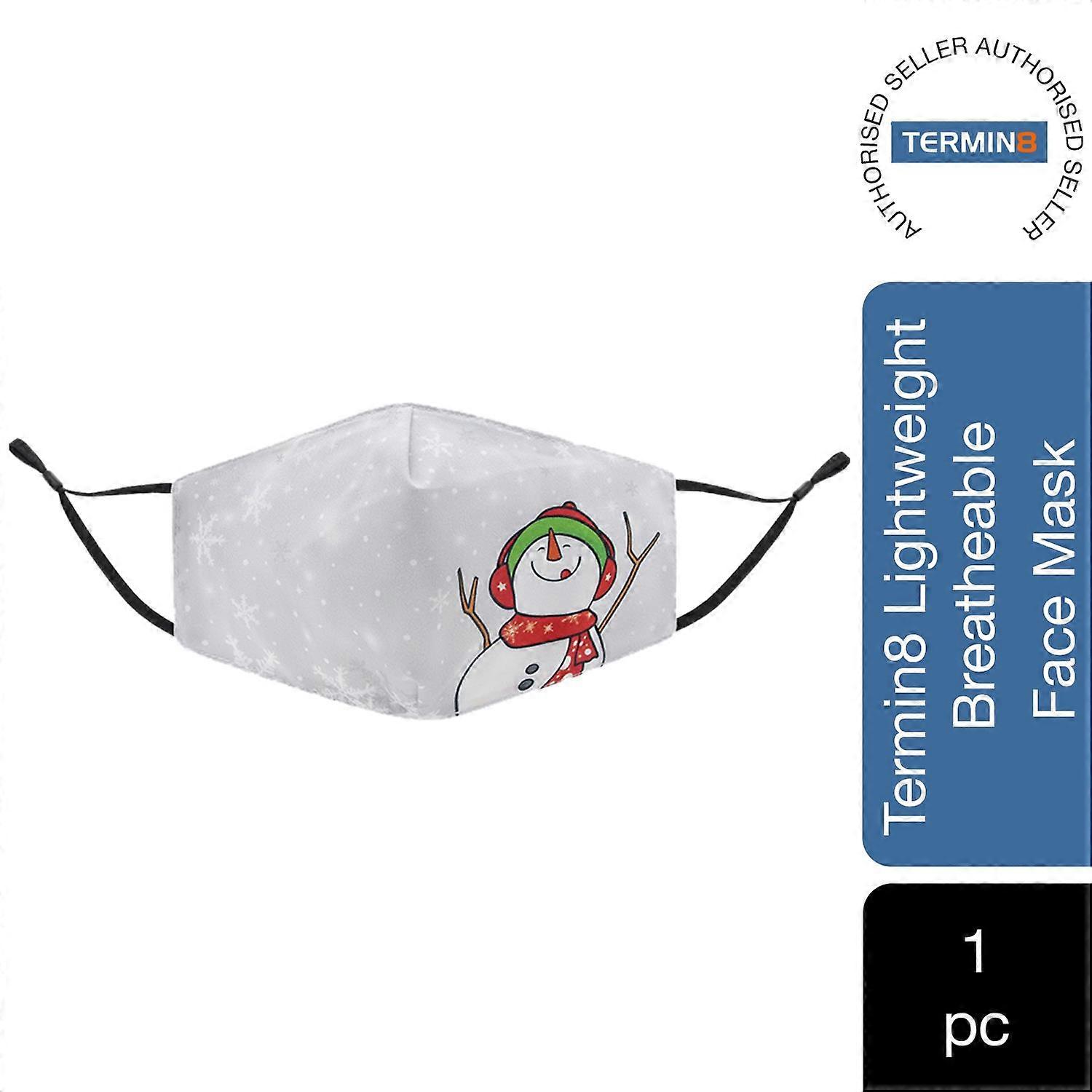 Termin8 Printed Pattern,  Lightweight Breathable, Snow Man Face Mask