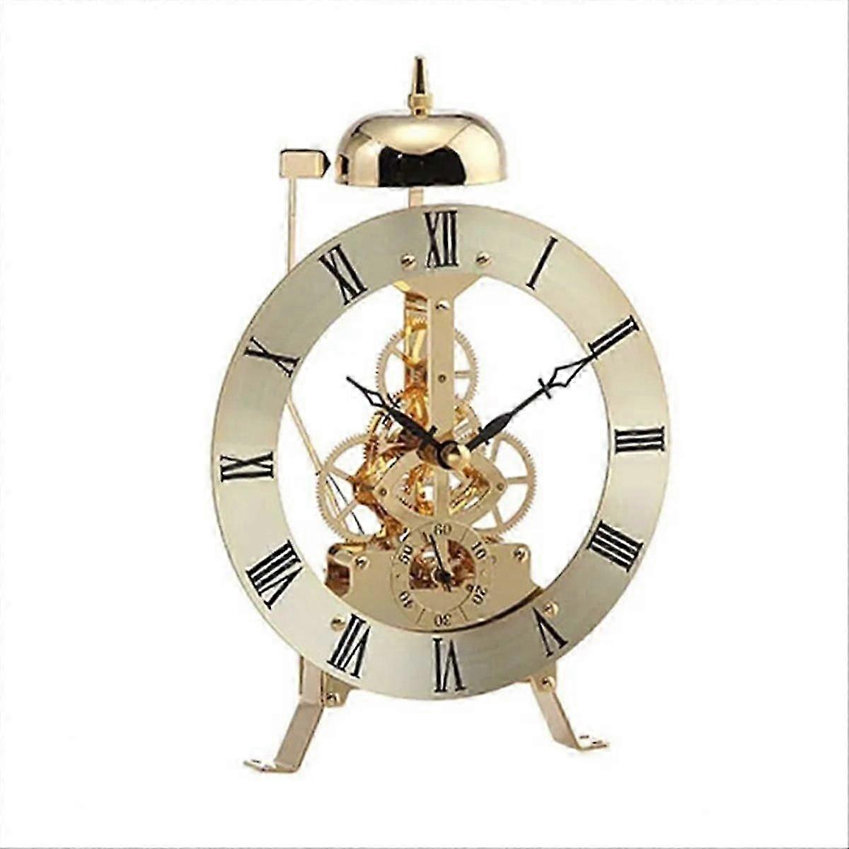 Small metal table clock, vintage gold table clocks