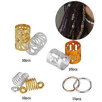 90pcs Hollow Out Dreadlocks Metall Haarmanschetten Flechten Perlen Haarzubehör Haardekoration Filigrane Röhre für Frauen Männer