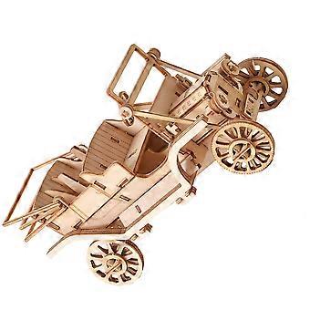 1 Set DIY Wooden Puzzle Plaything 3D Puzzle Toy Simulation Classic Car Style DIY Handmade Craft Jigsaw Puzzle Model (Wood Color)