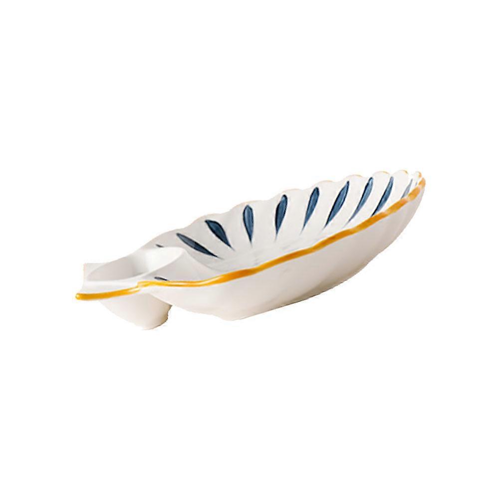 Dumpling Plate Ceramic Shell Shaped Plate for Kitchen Use 1Pcs