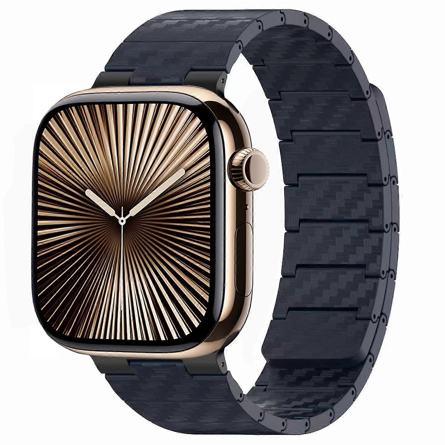 Carbon Fiber Magnetic Band Blue for Apple Watch Series 11 10 42mm / 9 8 7 41 / 6 SE 5 4 40mm