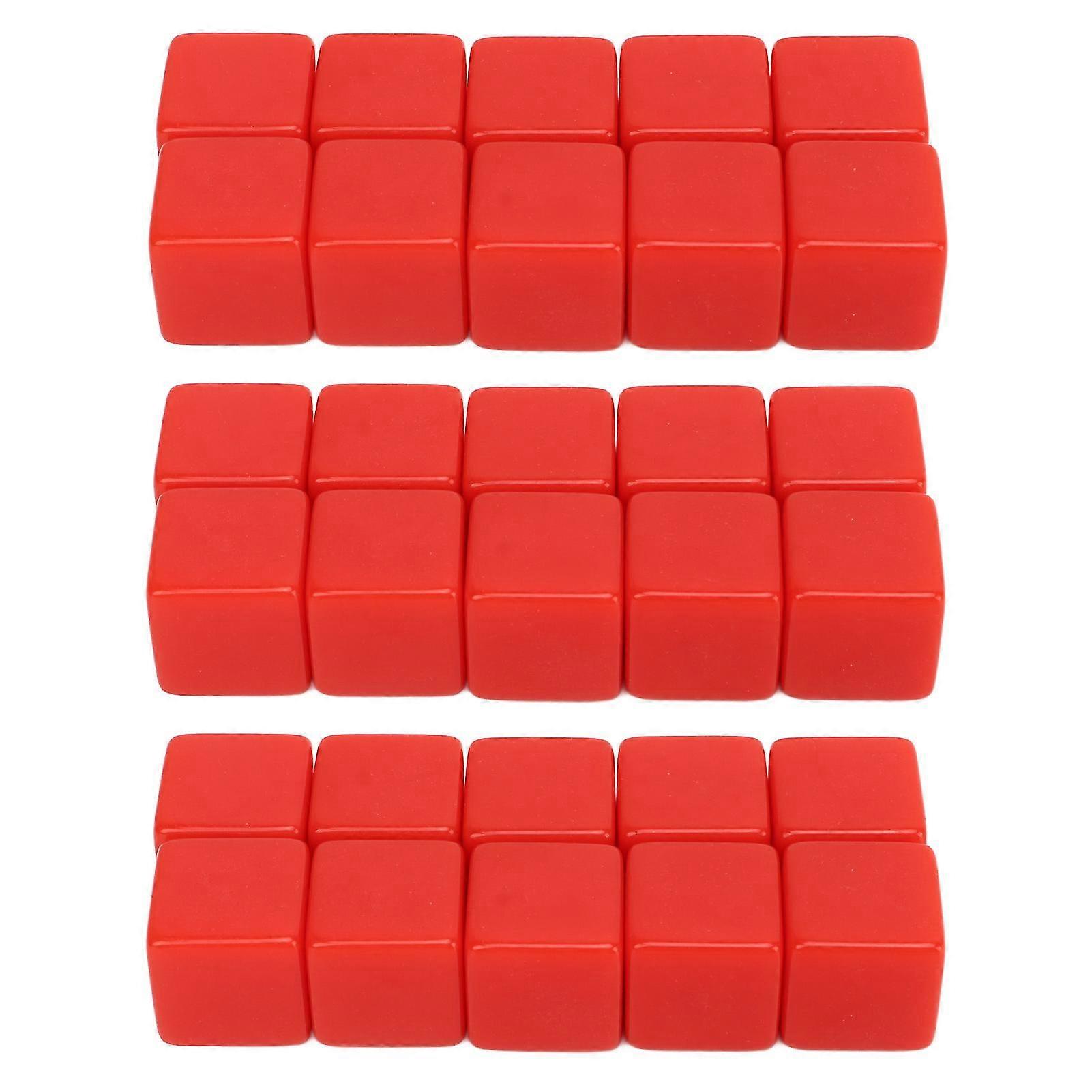 16mm Blank Dice Six Sided Write On Cubes for Math Teaching Red 30 Pcs