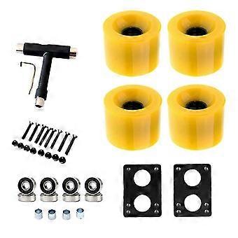 80A Skateboard Wheels Replacement with Bearings Longboard PU Wheels Cruiser Wheels Street Upgrade Replacement, YellowHP