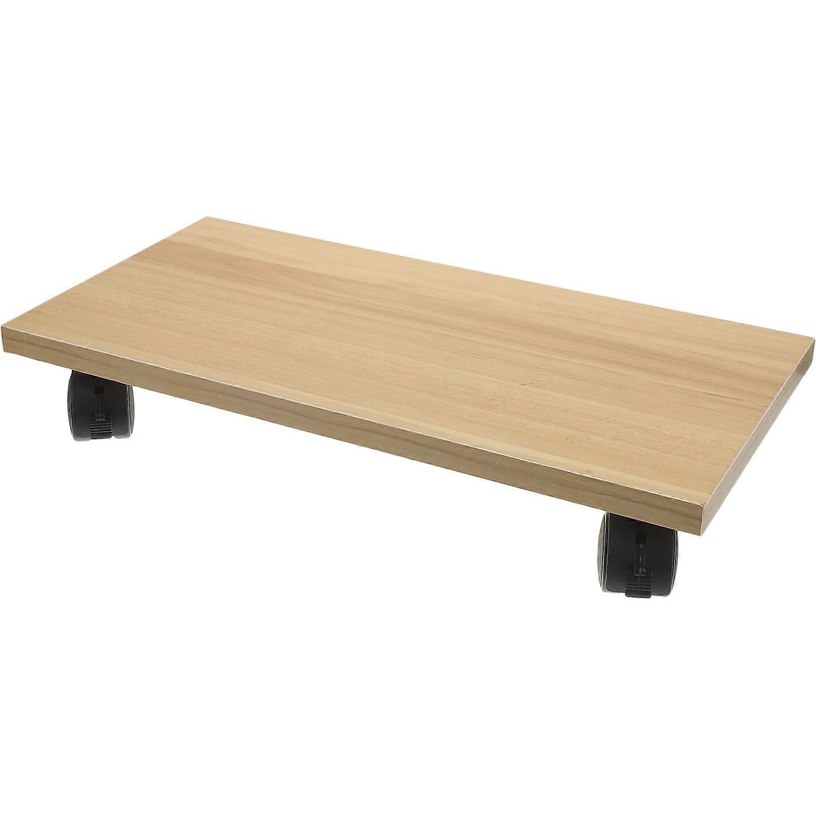 Computer Host Stand with Universal Wheel for Home Movable Wood Base Bracket