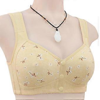Simple Front Buttons Bra with Printed Skin-friendly Sling Underwear for Women Daily Wear