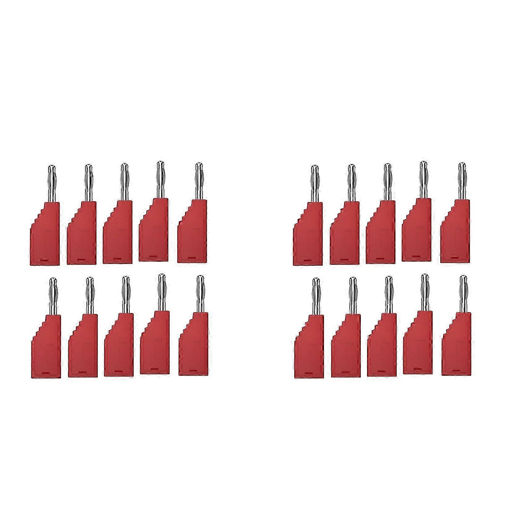 20pcs Connector Plug J.10054 4mm Stackable Plug Banana Plug Face Connector Wire Multi-Function Plugs,Red