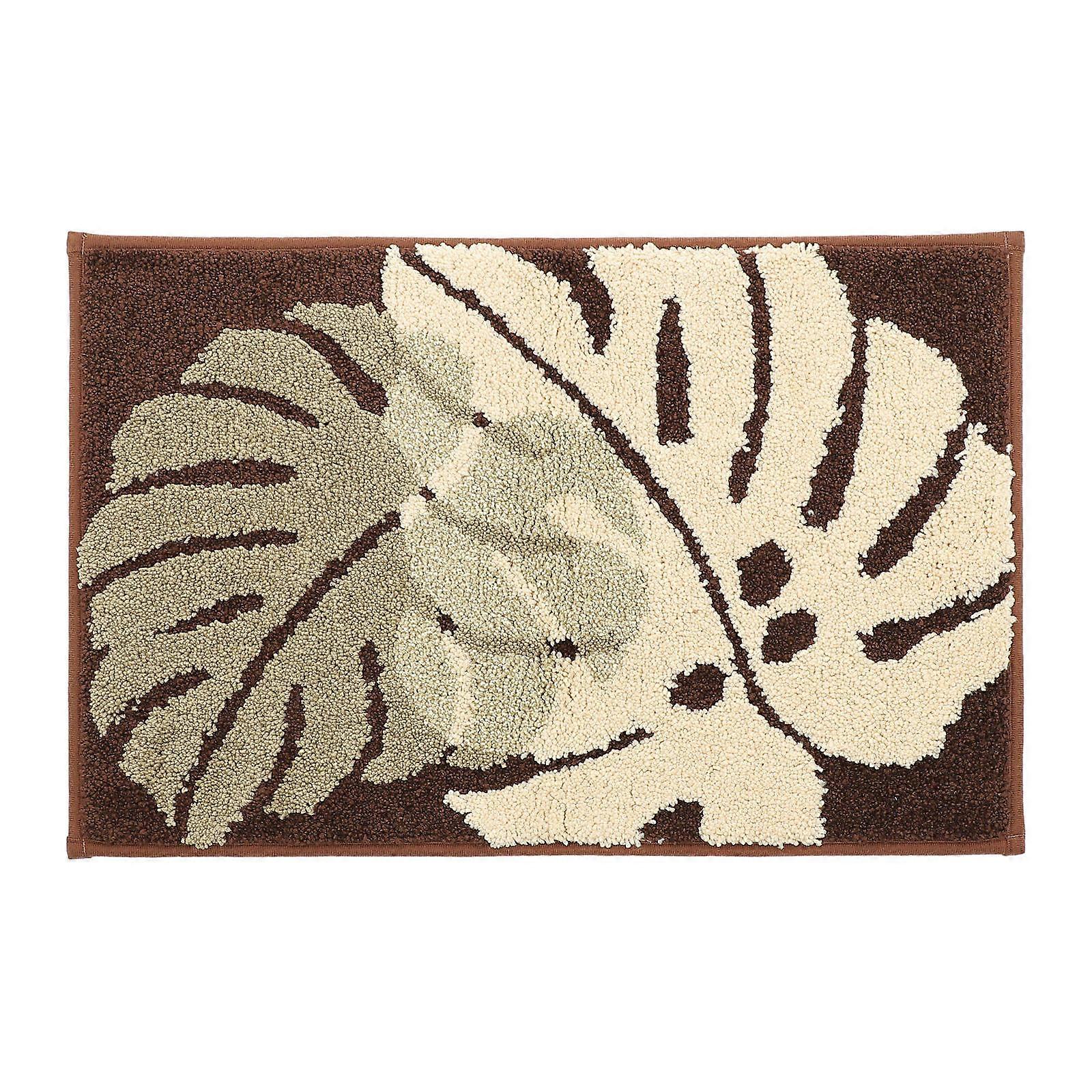 Leaf Pattern Home Floor Mat Water Absorption Carpet Polyester Coffee Mat