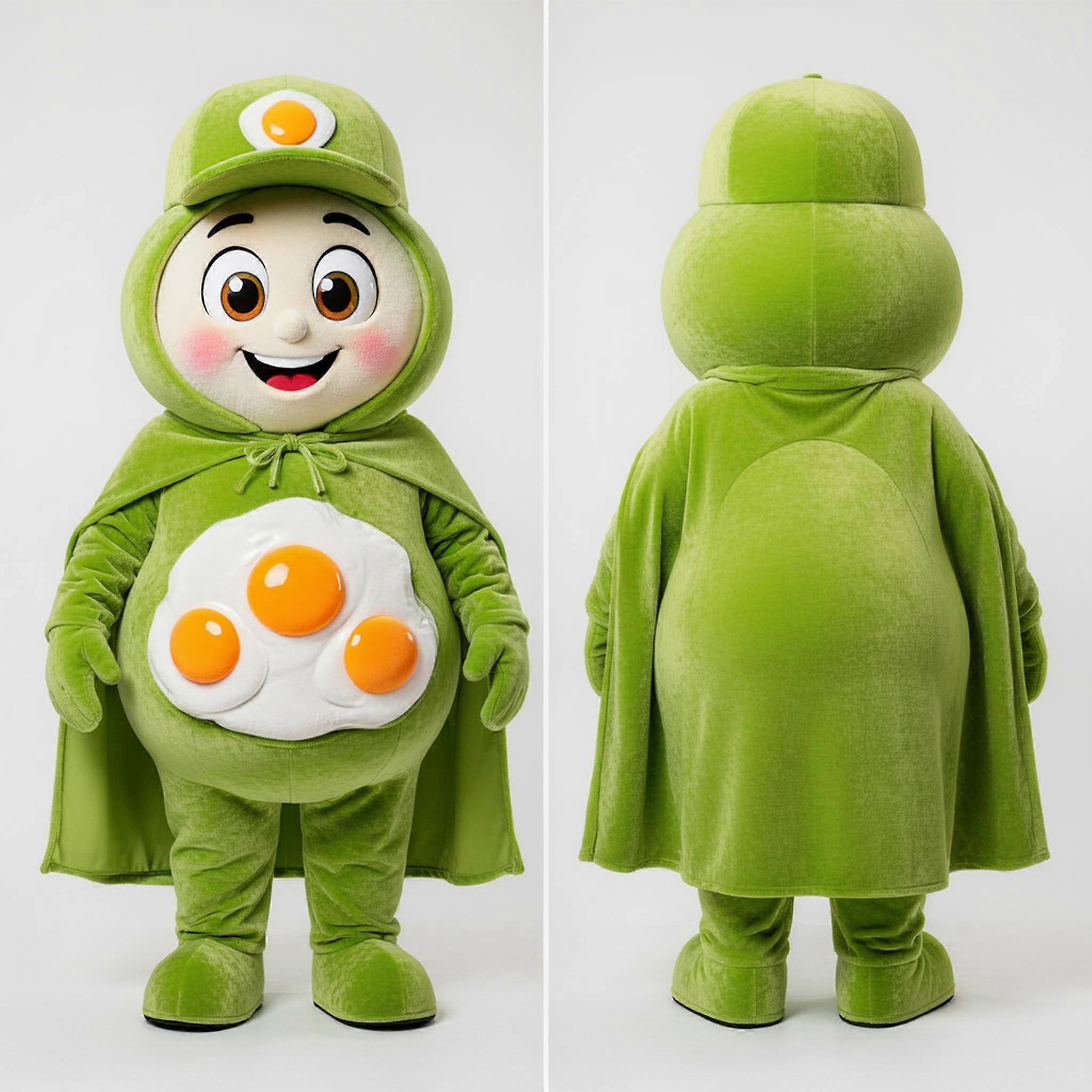 MASTICOT Lime Green Smiling Shakshuka Mascot
