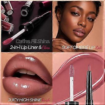 Two In One Lip Liner Lip Gloss, Multi Color Option, Hydrating Non Dry Lip Cosmetic For Natural Vivid Daily Lip Makeup Look&