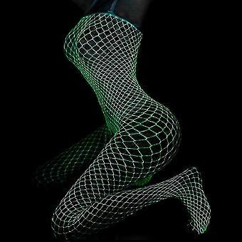 Glow-in-the-Dark Fishnet Tights compatible with Women - Luminous White Sheer Stockings