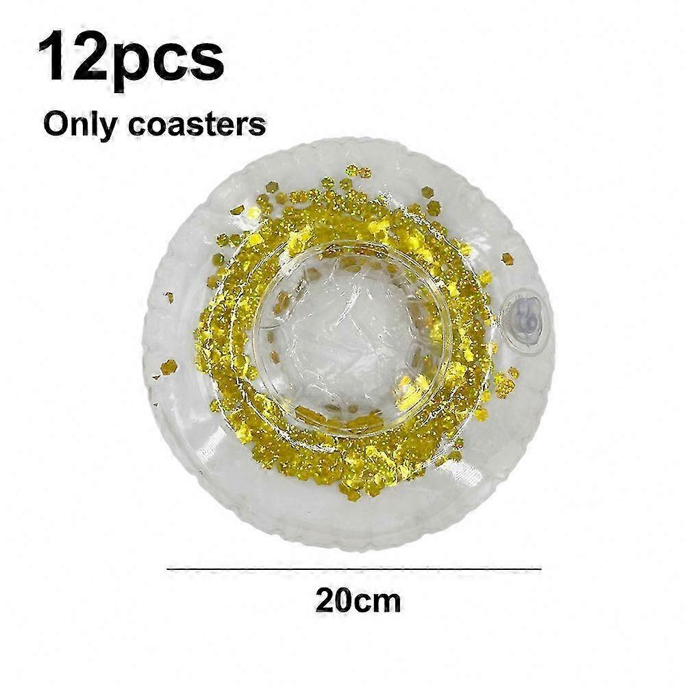 Inflatable Drink Holders 12Pcs Glitter Sequins Pool Floats & Coasters - Style 5