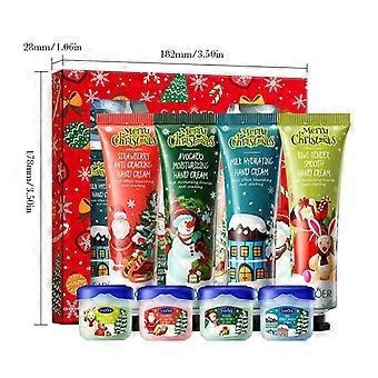 Christmas Hand Cream Gift Set with Lip Balm, Deep Hydration, Festive Packaging, 8pcs Stocking Stuffer