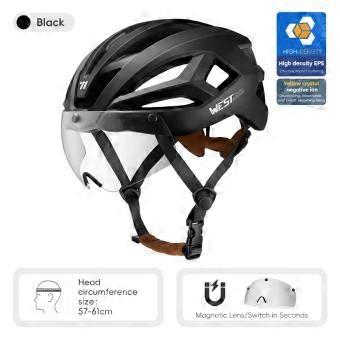 WEST BIKING Areo Bike Helmet With Magnetic Goggles Ultralight Integrated Molding Unisex Pro Team Cycling Helmet Bike Safety Cap