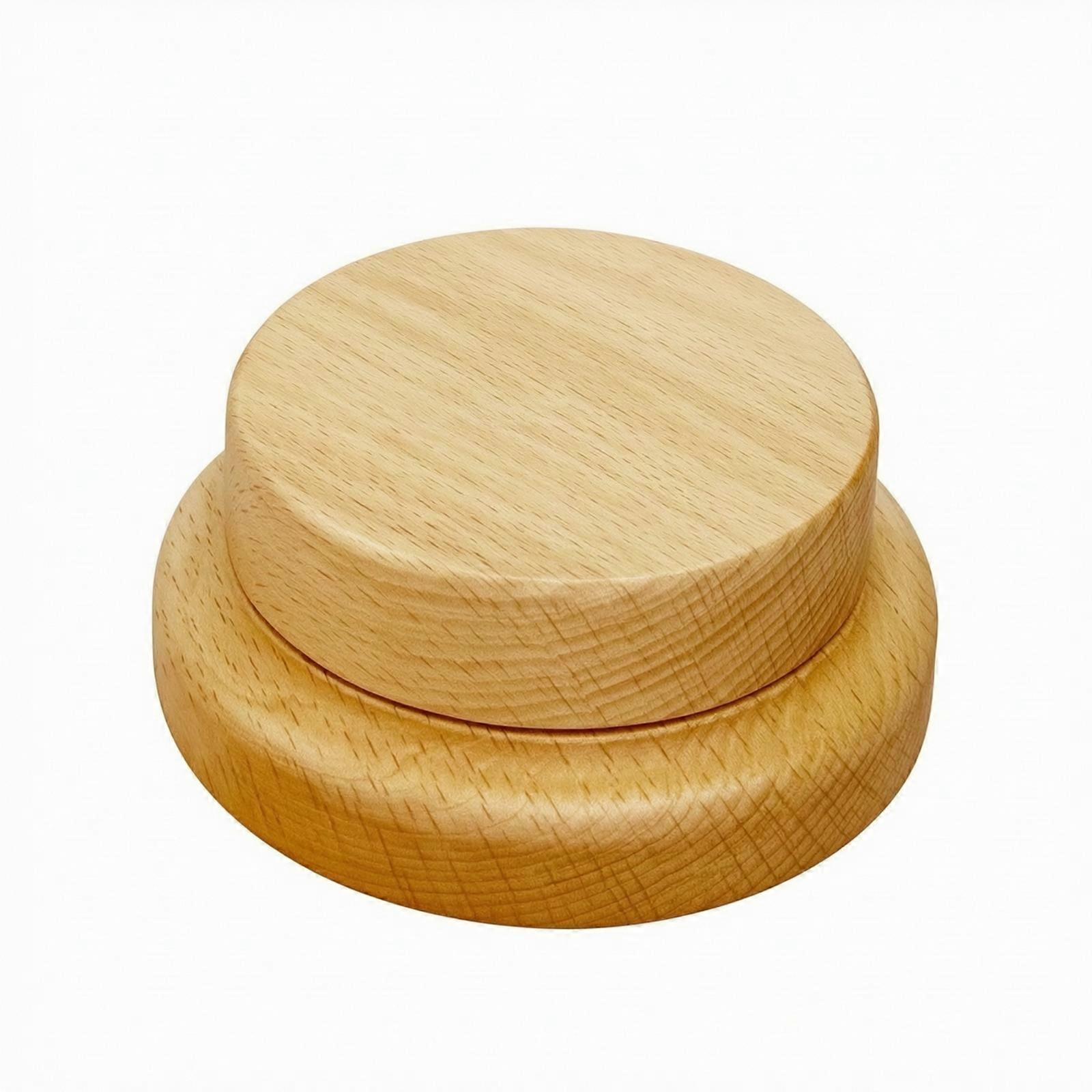 Two-Level Circular Display Riser Round Beech Wood Display Pedestal Space-Saving