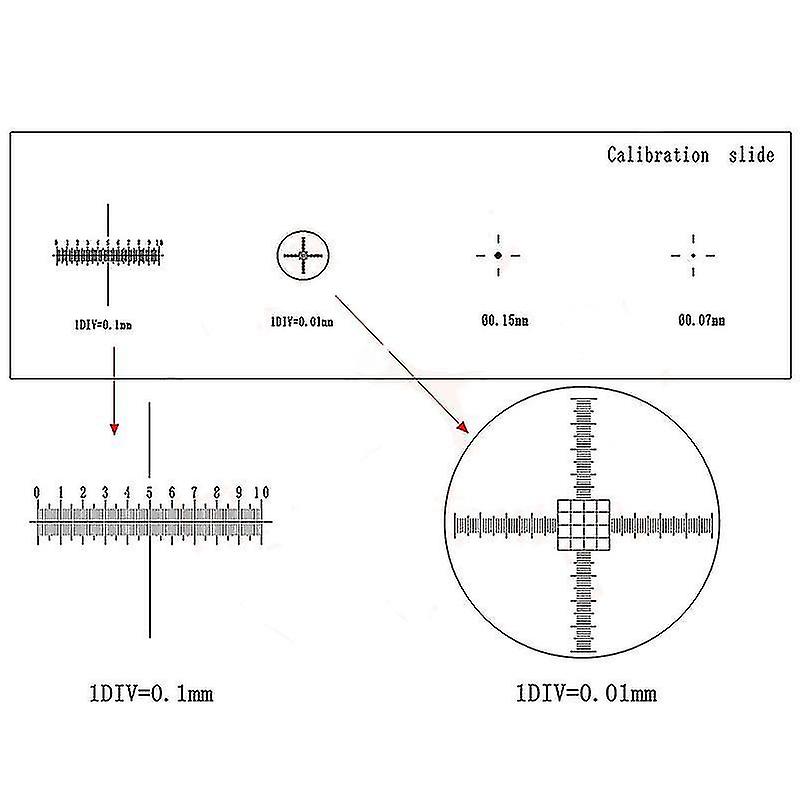 926 0.01mm Microscope Slides Reticle Calibrating Slide Ruler Cross ...