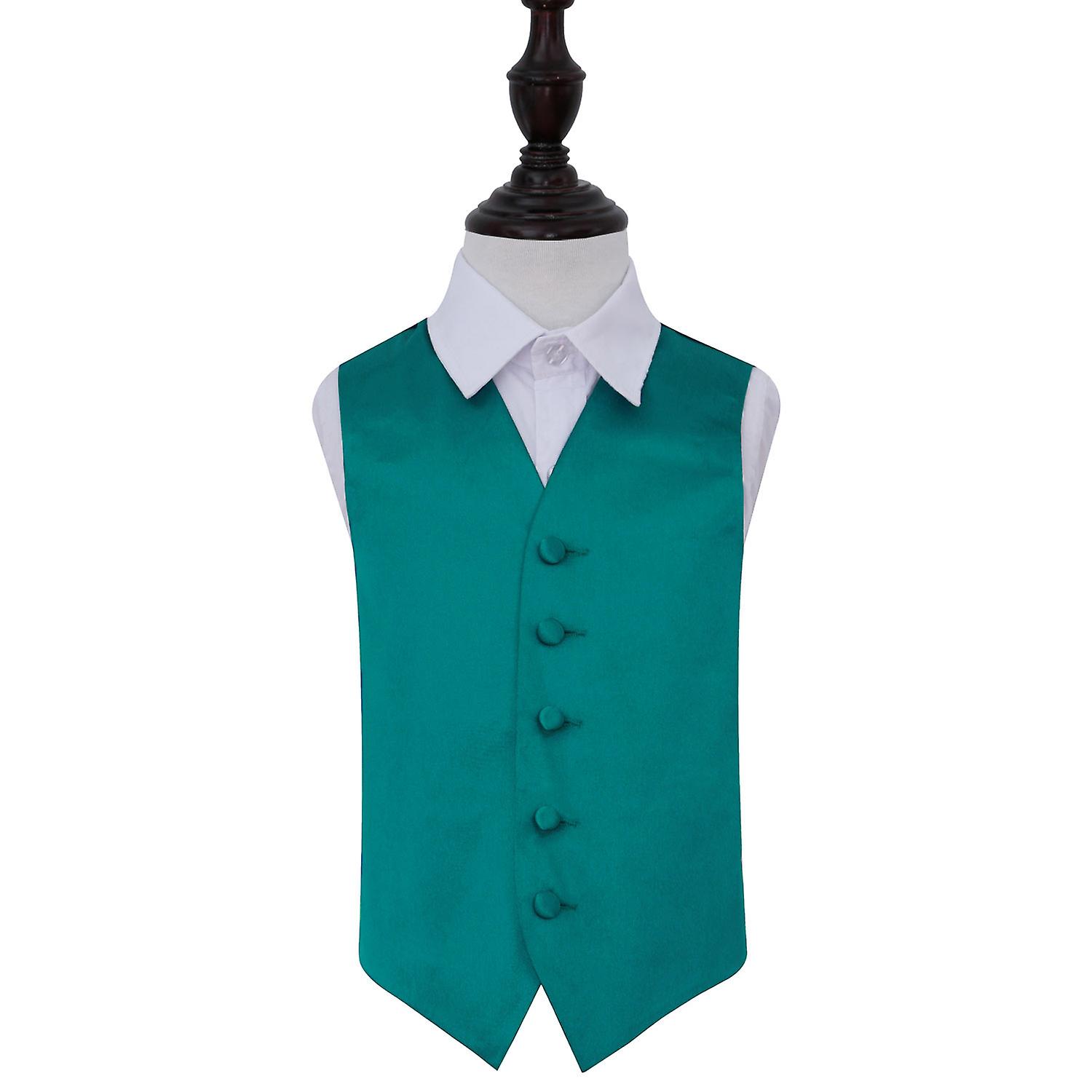 Teal Plain Satin Wedding Waistcoat for Boys