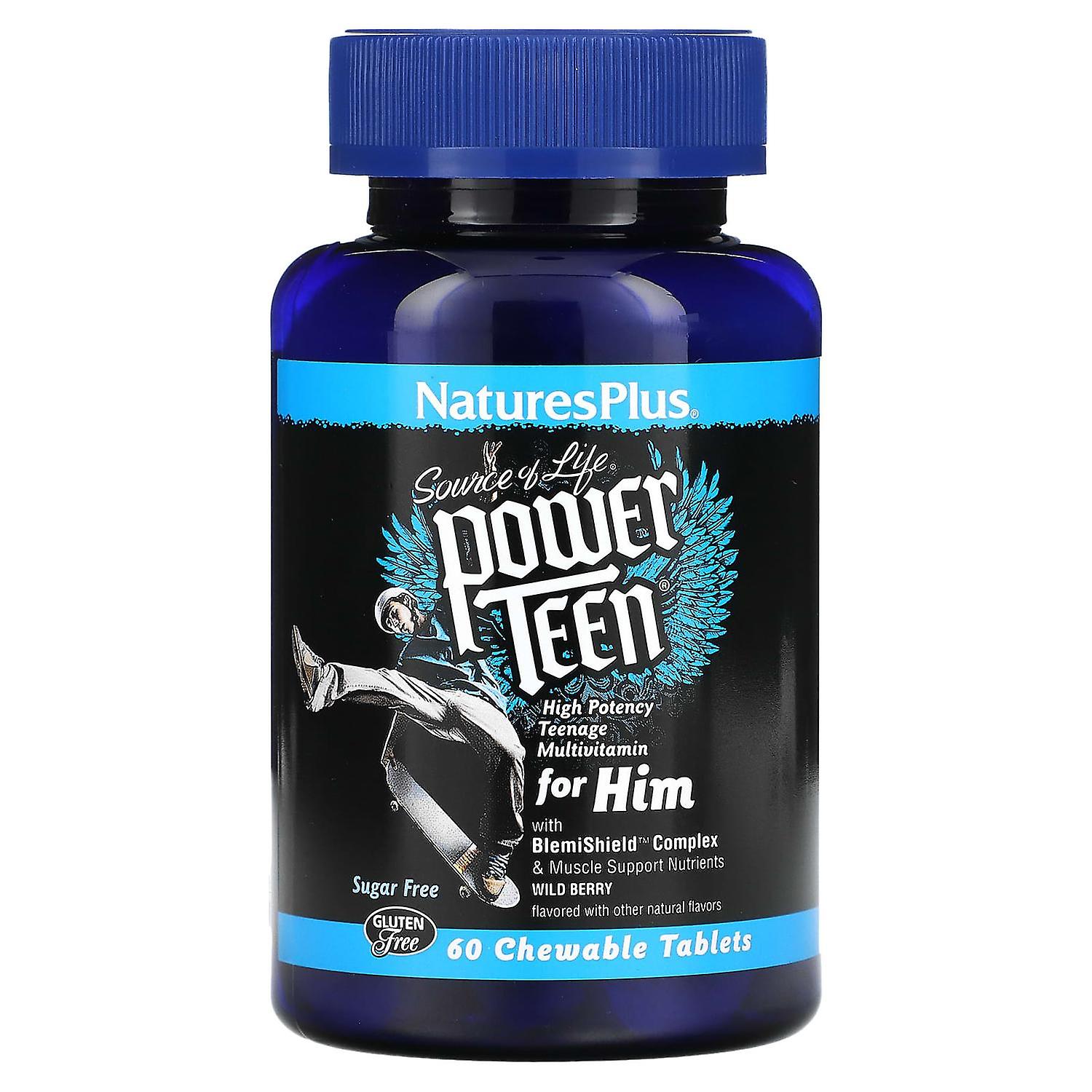 NaturesPlus, Source of Life, Power Teen for Him, Wild Berry, 60 Chewable Tablets