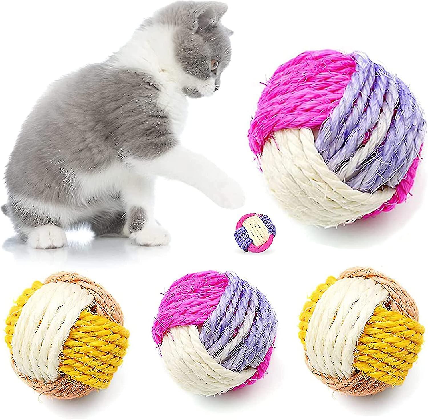 4pcs Interactive Cat Sisal Ball Sisal Ball Pet Cat Foam Ball Sisal Ball Random Color Suita NIUNIU