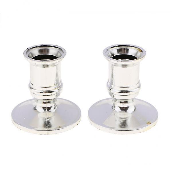 25x2pcs Plastic Pillar Candle Base Electronic Taper Candle Stand Base Silver