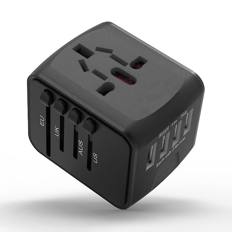 International Travel Adapter Travel Charger With 3 Usb Port And 1 Type C All-in-one Wall Charger For Us Eu Uk Au Travel
