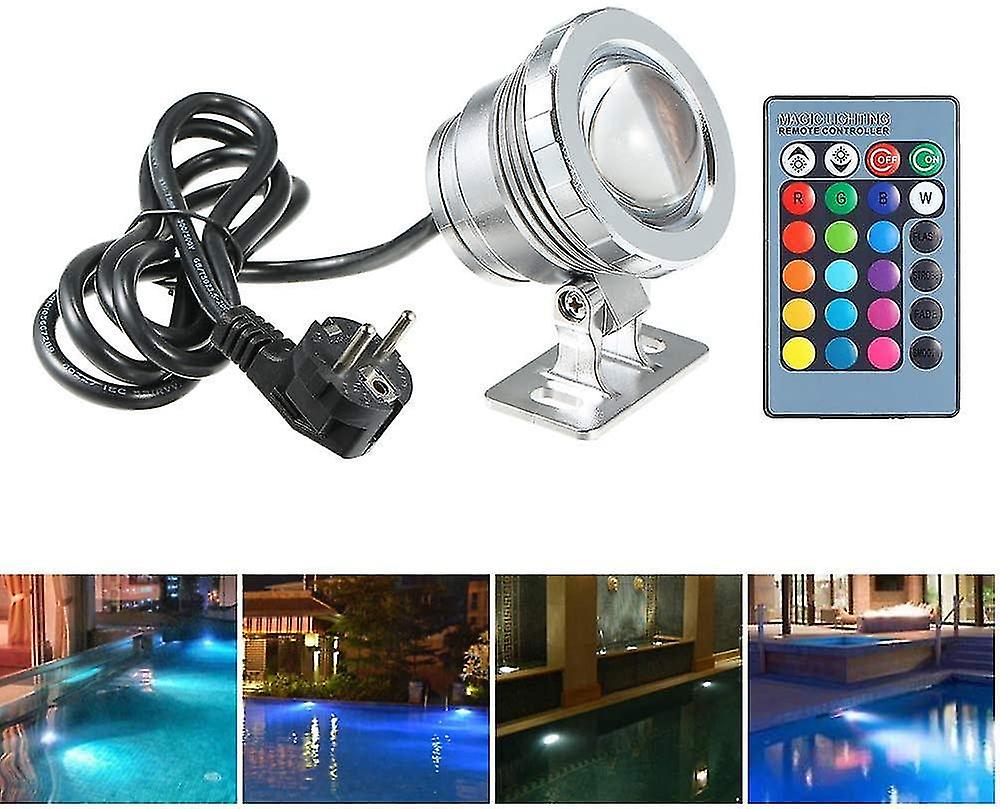 10w Swimming Pool Light With Remote Control 4 Modes Rgbw Ip68 85-265v Led Spotlight Aquarium Underwa