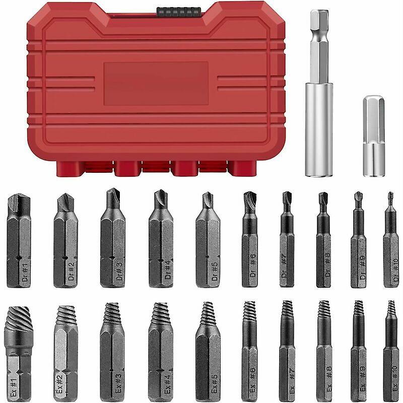 Damaged Screw Extractors, 22 Pieces Screwdriver Extractor Kit, Screw Extractors Separate Polishing and Extraction Bits for Damaged Bolts or Screws
