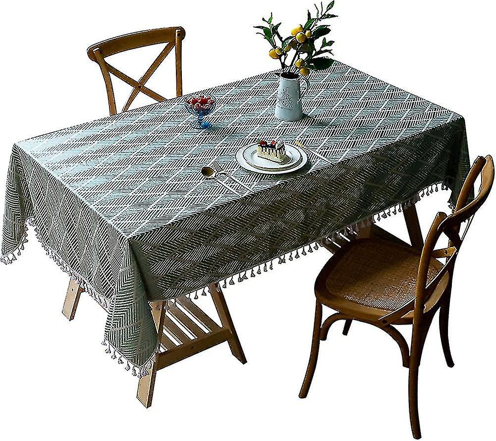 Washable Cotton Linen Tablecloth.  Rectangular Table Cloth Tassel Lace Table Cover Gift