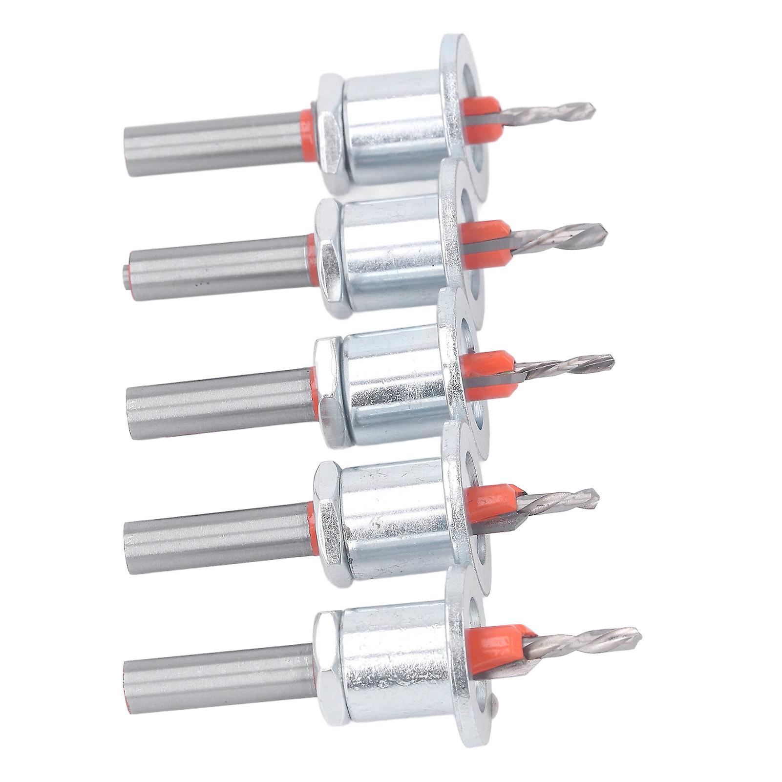 5Pcs Countersink Drill Bit Set Adjustable Replacement Combo with Case for Wood Metal Power Tool 