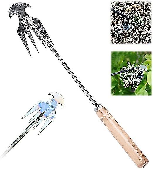 Weeding Artifact Uprooting Weeding Tool, Garden Weeding Tools, Manganese Steel Forged Weed Puller 4 Teeth Purpose Weeder