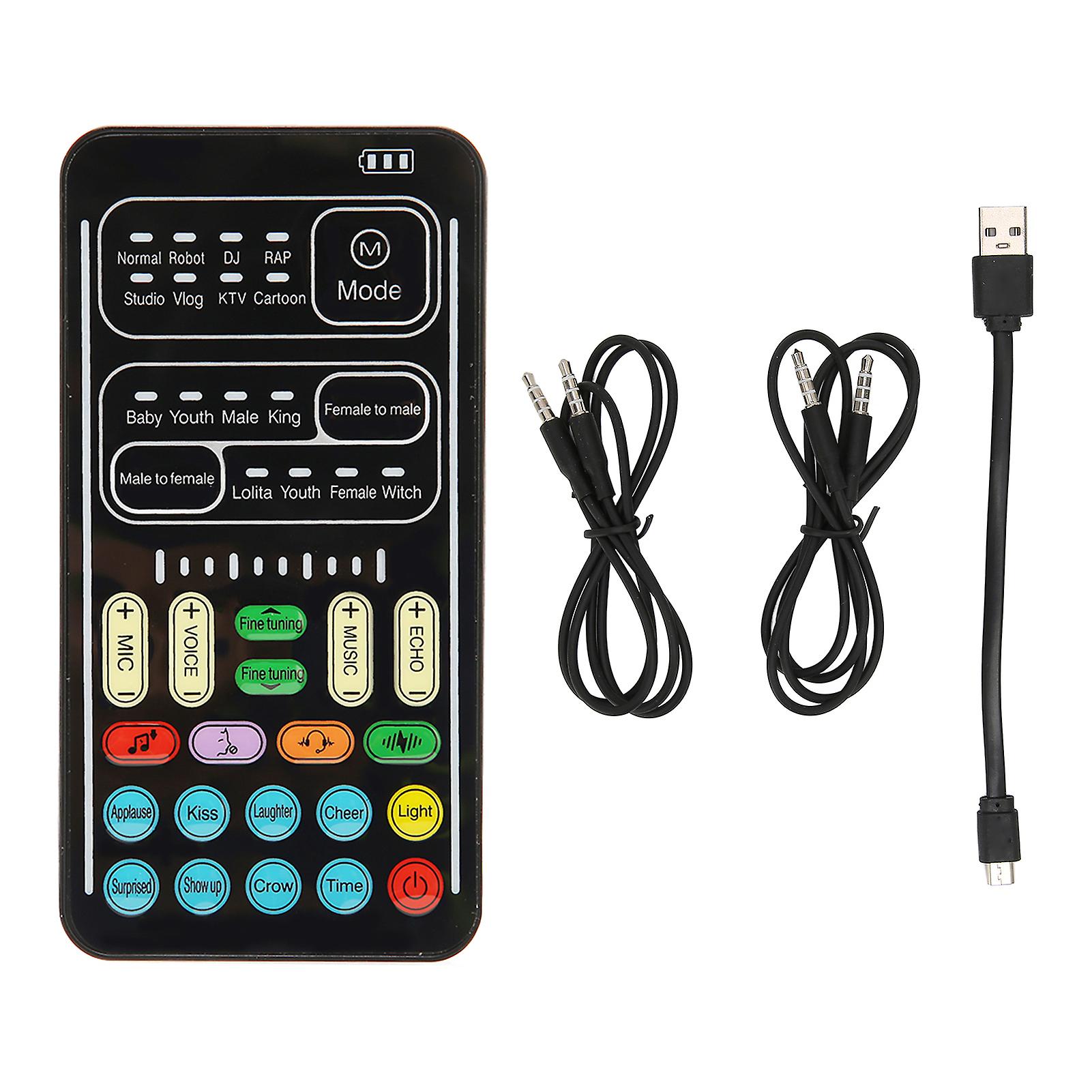 Voice Changer PC 450mah 5V Multifunctional Portable Sound Changer Mini Sound Card for Mobile Phone Computer Game Devices I9 English Edition