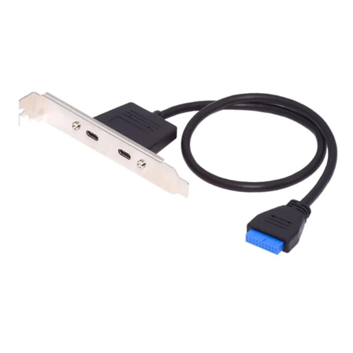 Front Pci Card Slot Usb 3.1 Port Expansion 20pin Female To Dual Type-c Female Data Cable With Bezel On Computer Chassis