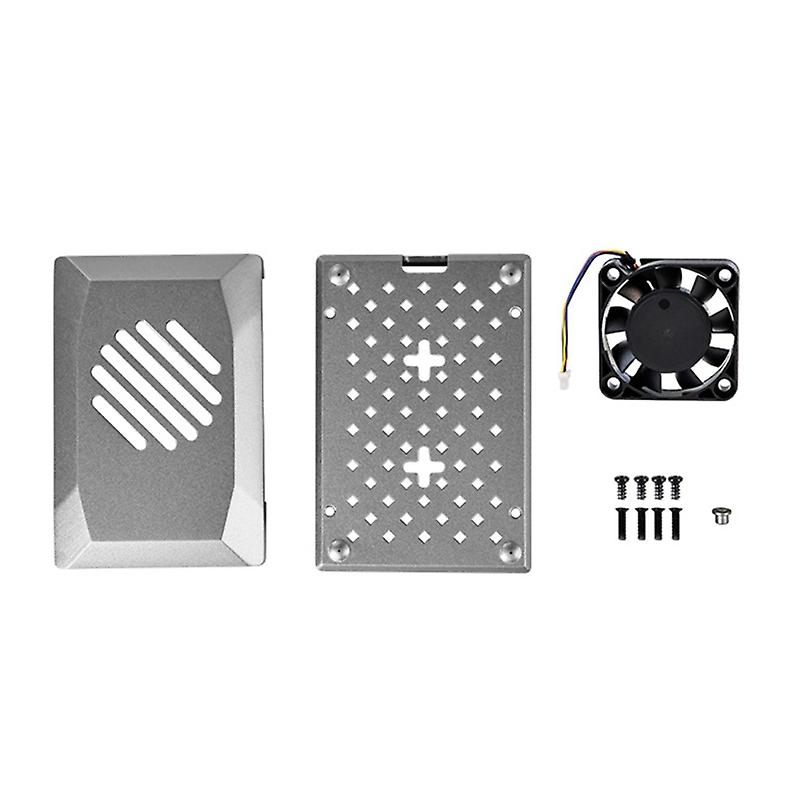 Active PWM Cooling Fan Case for RPI5 Protector Enclosure Cool Silver Case