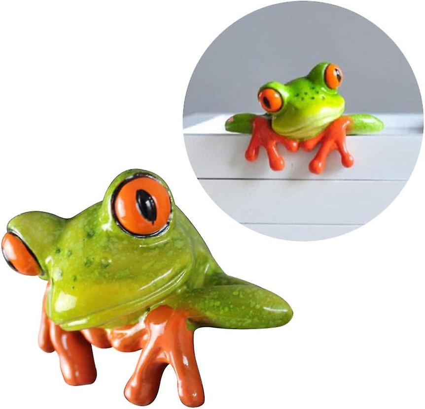 1pcs Computer Decor Frog Craft 3D Creative Lovely Resin Frog Figurine Home Office Desk Ornament