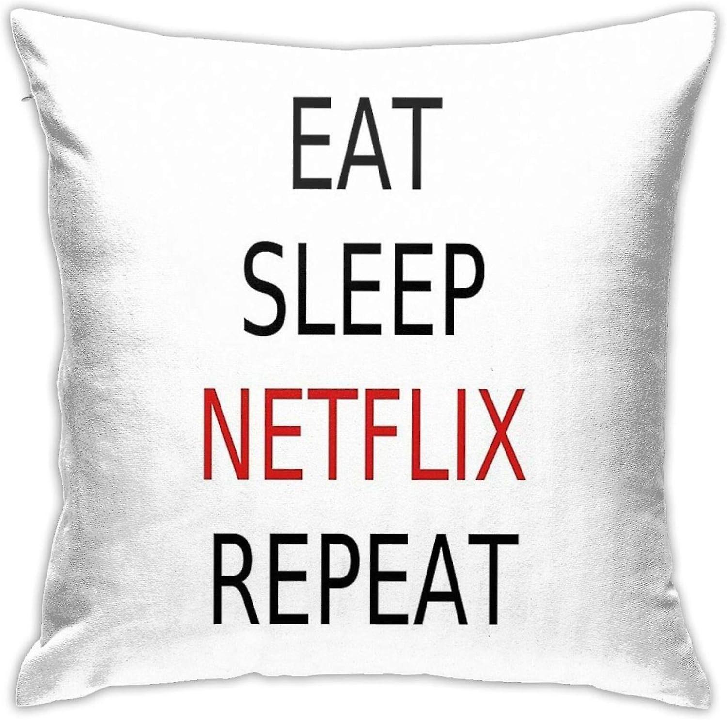 Äta sova Netflix Repeat Sovrum Soffa Soffa Kasta Kuddfodral AA-6278