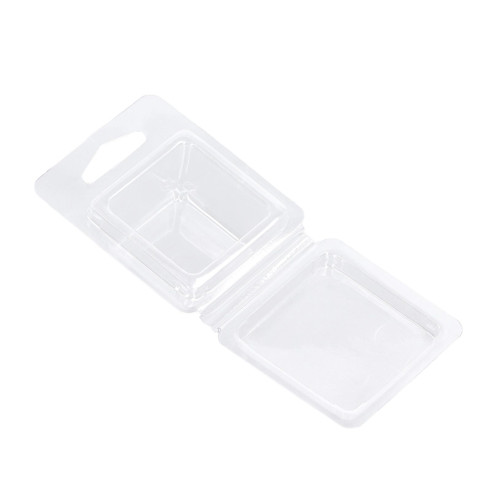 100PCS Wax Melt Molds Calmshell PET Separate Transparent Hanging Hole Empty Wax Melt Container for DIY Candles Chocolate Rectangle