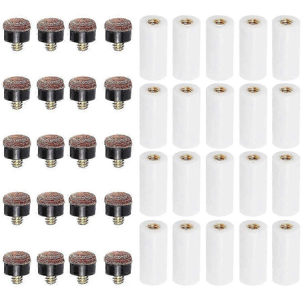 20sets Billiard Cue Tips With Pool Cue Stick Ferrules 12mm Billiard Screw-on Tips Replacement For N