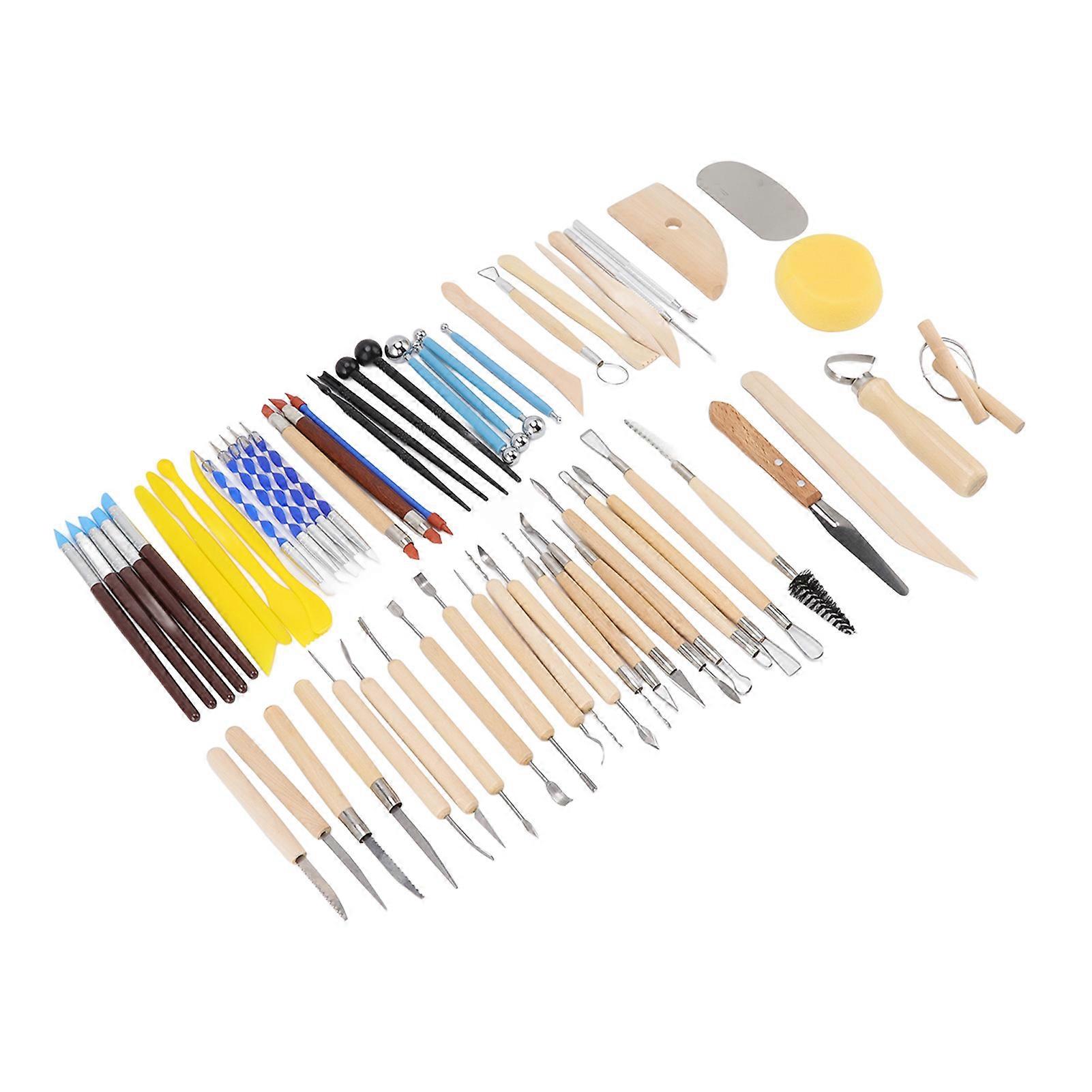 61Pcs Polymer Clay Sculpting Tools Set with Canvas Bag, 652g