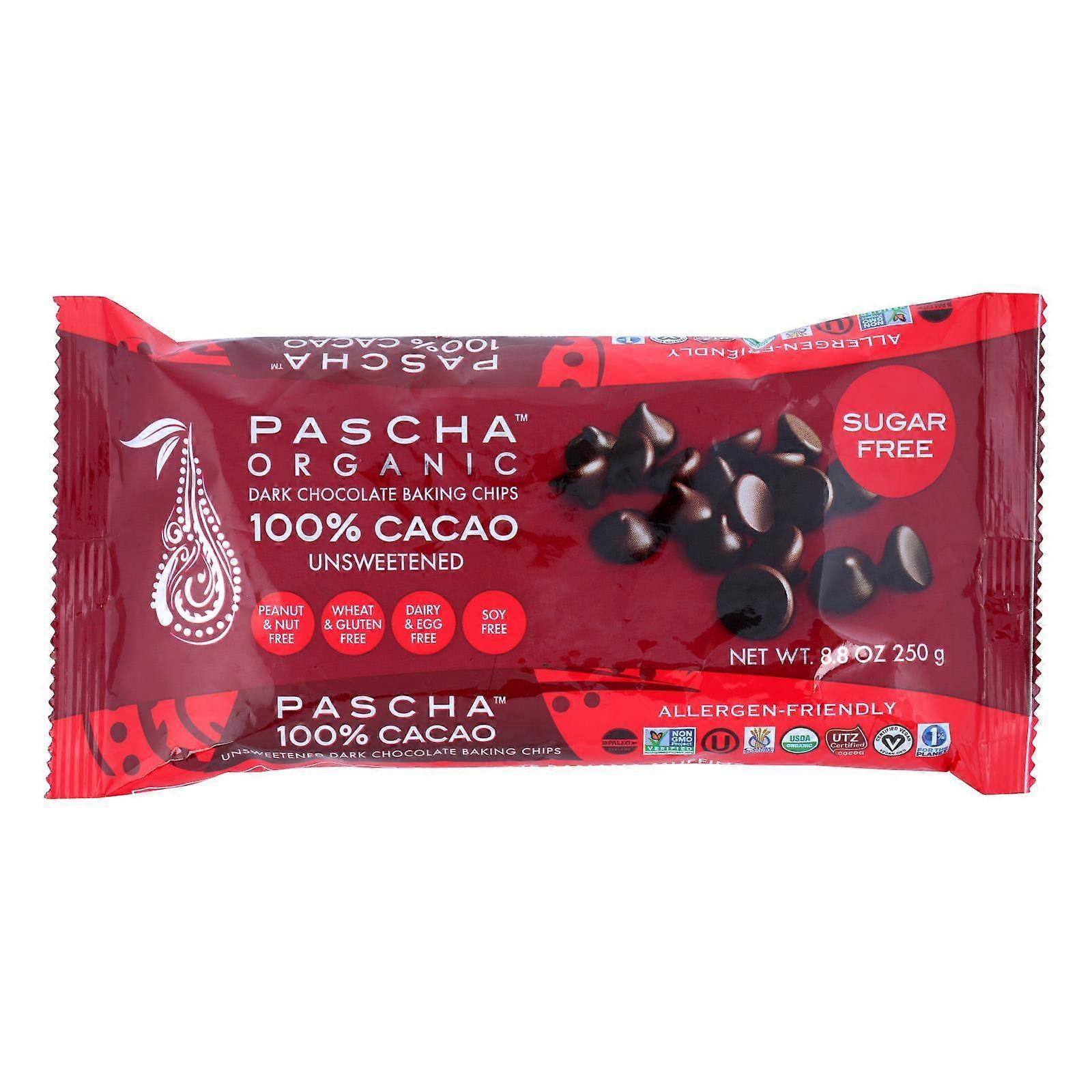 Pascha Chispas de Chocolate - Oscuro Sin Azúcar - Caja de 6 - 8.8 Oz.